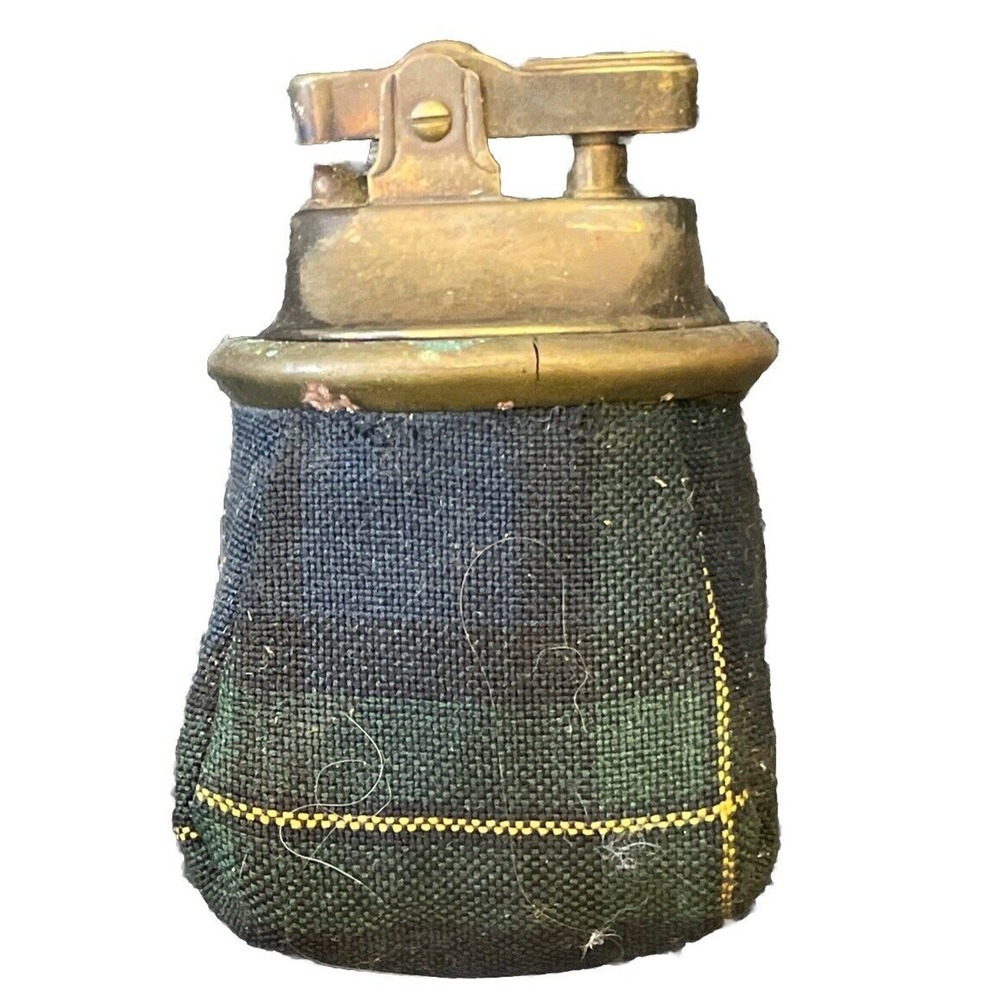 Tabletop Lighter Brass w Leather Beanbag Base Japan